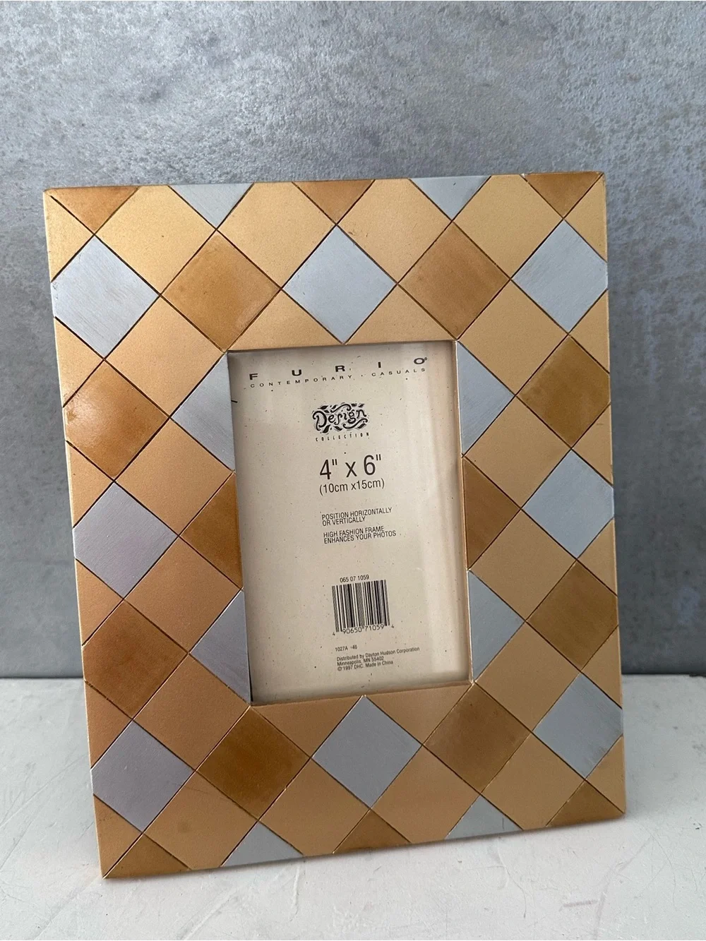 VINTAGE FURIO PICTURE FRAME RESIN GOLD SILVER HARLEQUIN FITS 4X6